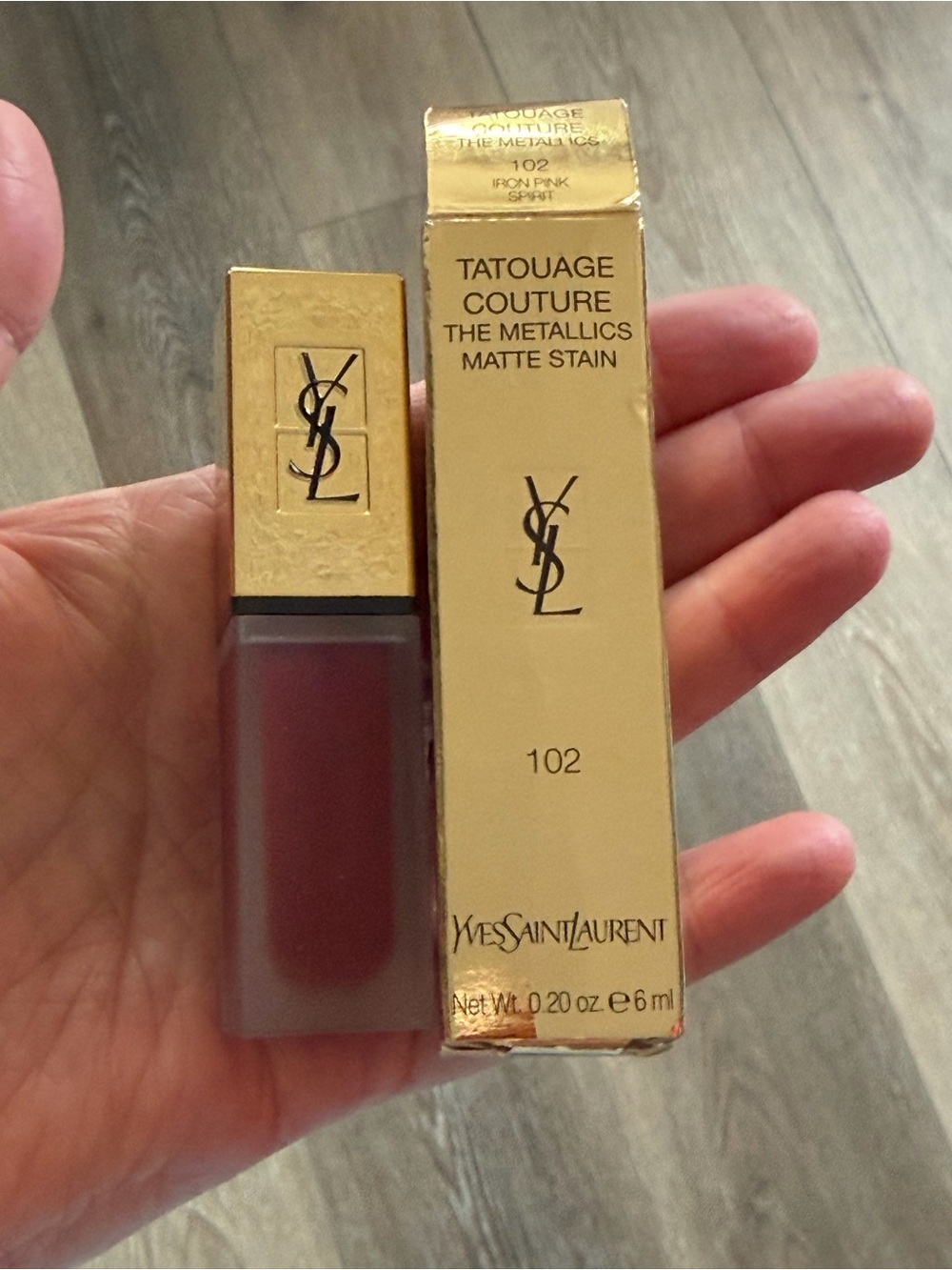 Yves Saint Laurent Tatouage Couture The Metallics Matte Stain 102 Iron Pink
